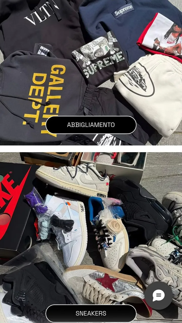 Il sito di FDM Resell da telefono: le categorie abbigliamento e sneakers